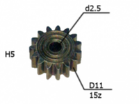 Шестерня двигателя шуруповерта (6) внутр.d 2,5мм, внеш.d11мм, высота 5мм, 15 зубов